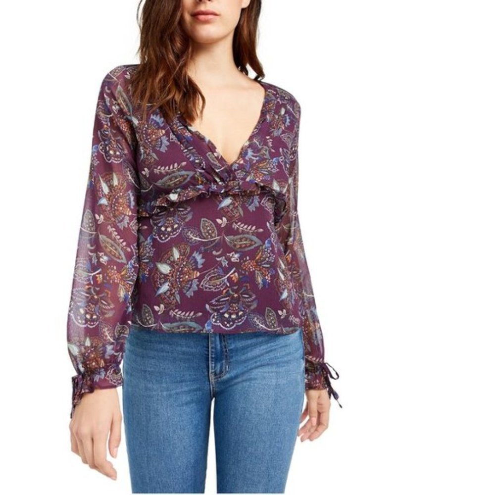 Q + A Ruffle V-Neck Blouse